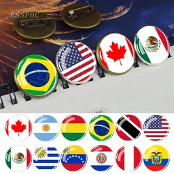 American Countries National Flag Brooch Pins U.S.A Mexico Canada Brazil Chile Columbia Flags Badge Patriot Gift
