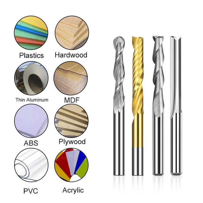 3.175mm Shank PCB frez końcówki do grawerowania pokryte tytanem frez węglikowy do maszyny PCB kukurydzy frezy CNC