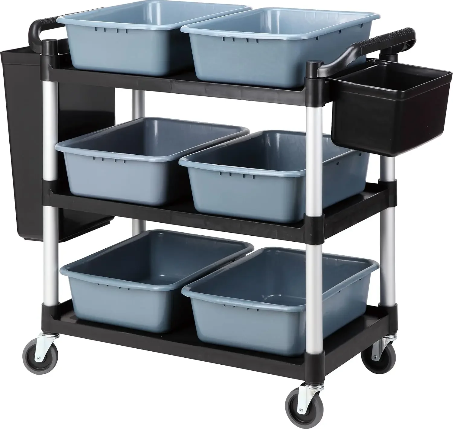 Cart 3 Tier Heavy Duty Commercial Grade Utility Cart,Dish Cart for Restaurant,Multi-Function Mobile Shelving Unit Organi