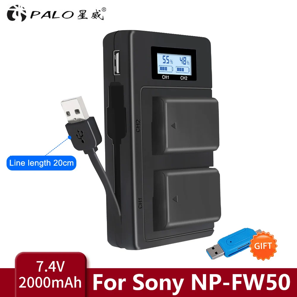 For NP-FW50 NP FW50 Camera Charger +LCD USB Dual for Sony Alpha a6500 a6300 a6000 a5000 a3000