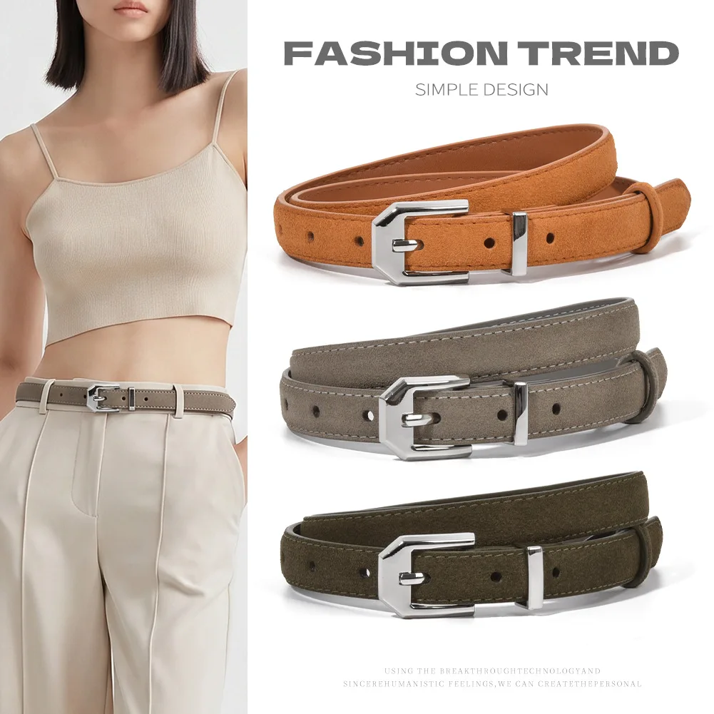 New Fashion Women's Thin Belt Simple Silver Needle Buckle Decorative Skirt Casual Pants Waist Tight Belt Women