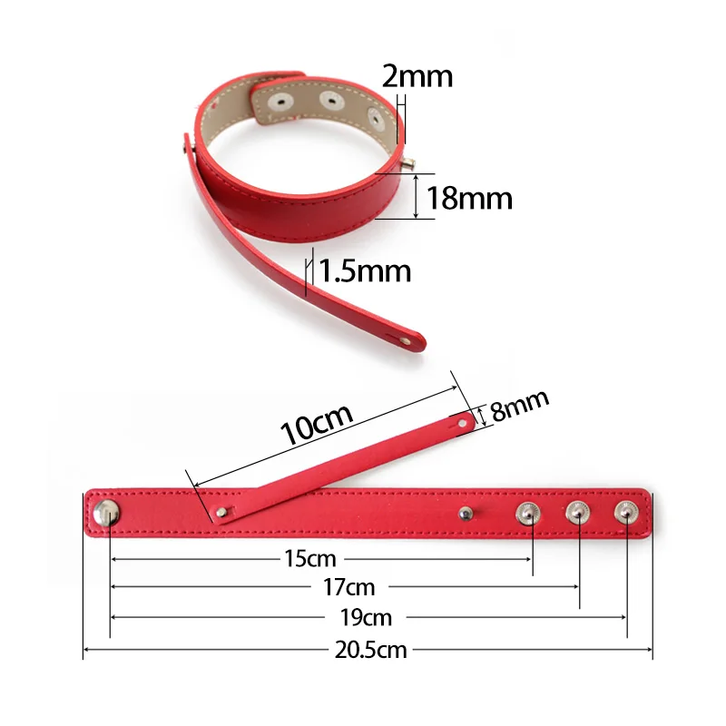 10pc/lot 18x210+8mm Copy Leather Bracelet Wristband Snap Button Bangle Fit For 8mm DIY Slide Letter Charms