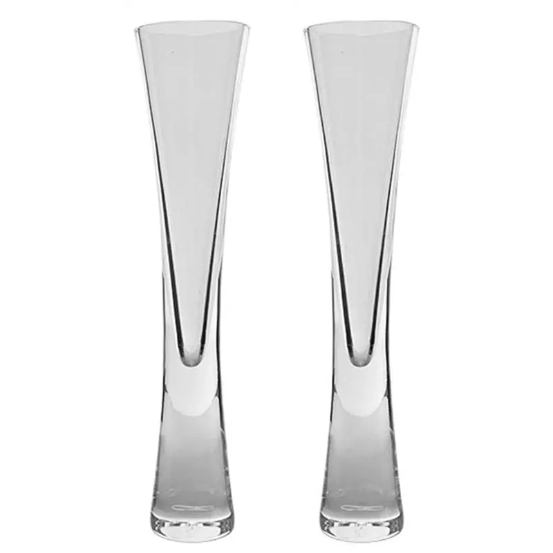 PDQ Crystal Champagne Flutes - Handleless Glitter Glasses for Weddings and Parties