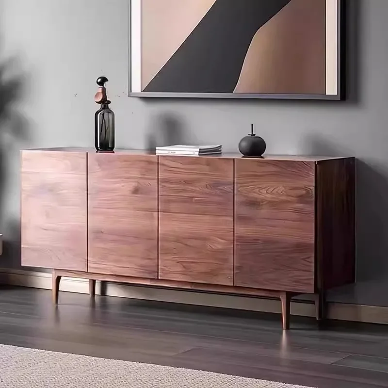 North American black walnut solid wood sideboard, modern simple living room, wabi-sabi style TV, ground cabinet, storage storage