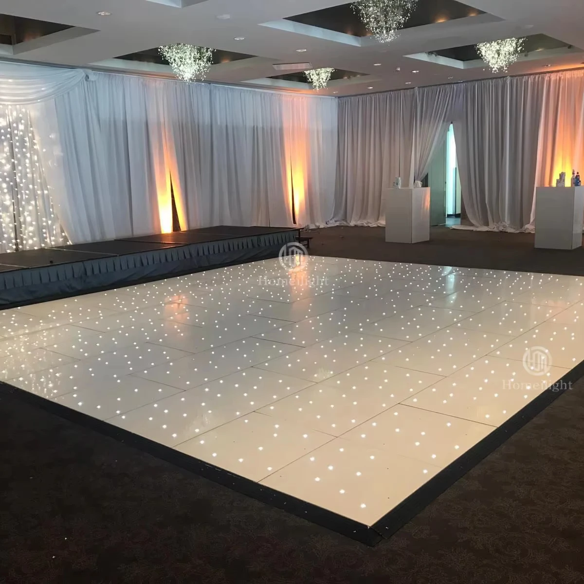 16x16ft Wedding Disco Party Black and White Light Emitting Diode Star Portable Acrylic Light Emitting Diode Dance Floor