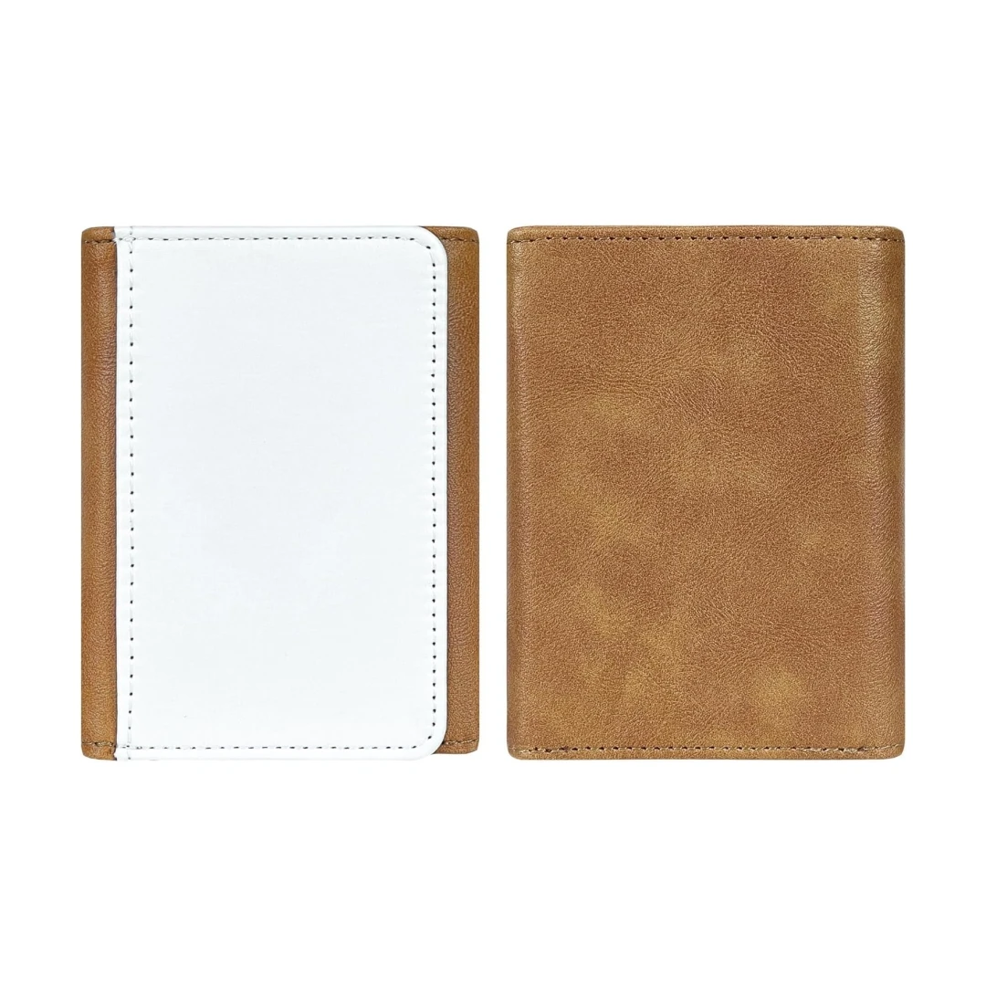 Paquete de 10 billeteras en blanco para sublimación para hombre, billetera triple de cuero PU fina y elegante con ventana de identificación, billeteras para impresión por transferencia de calor Diy