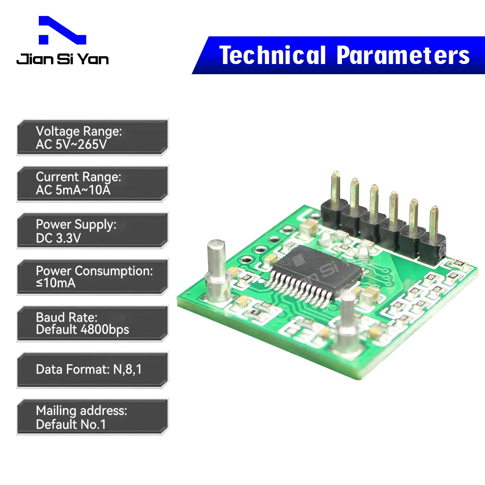 JSY1013 Single Phase AC Acquisition Module Mini Shape UART Interface Modbus-RTU Voltage Current Power Metering Module