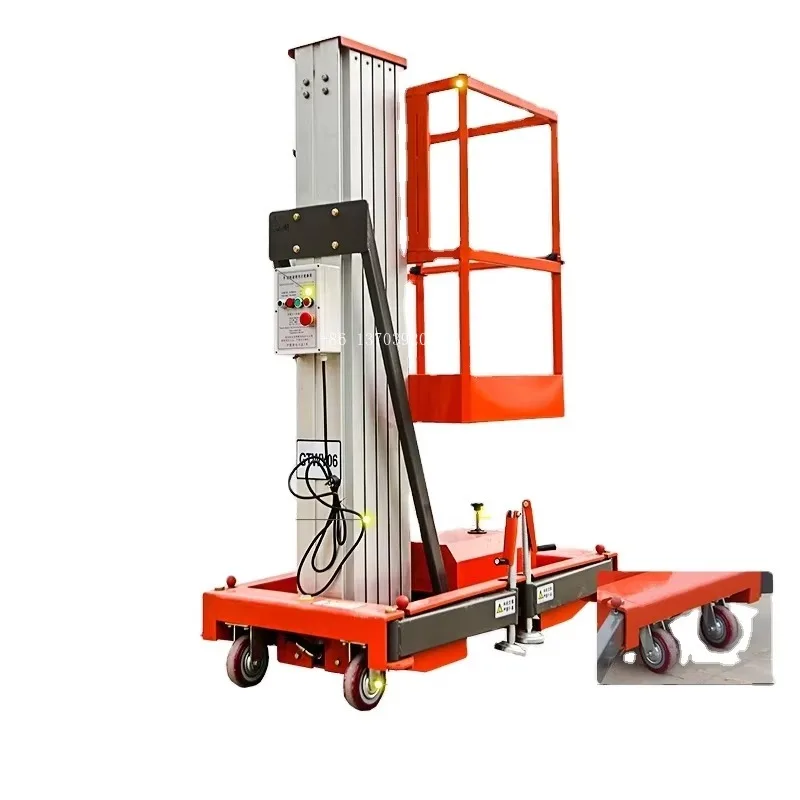 Hydraulic Column Aluminum Alloy Electric One Man Platform with Wheel CE Approved 4m 6m 8m 10m 12m 14m Moveable Mast Ladder Lift