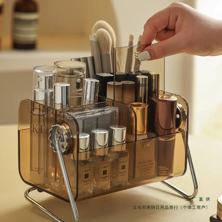 Medieval style rotating cosmetics storage box makeup brush cylinder rack