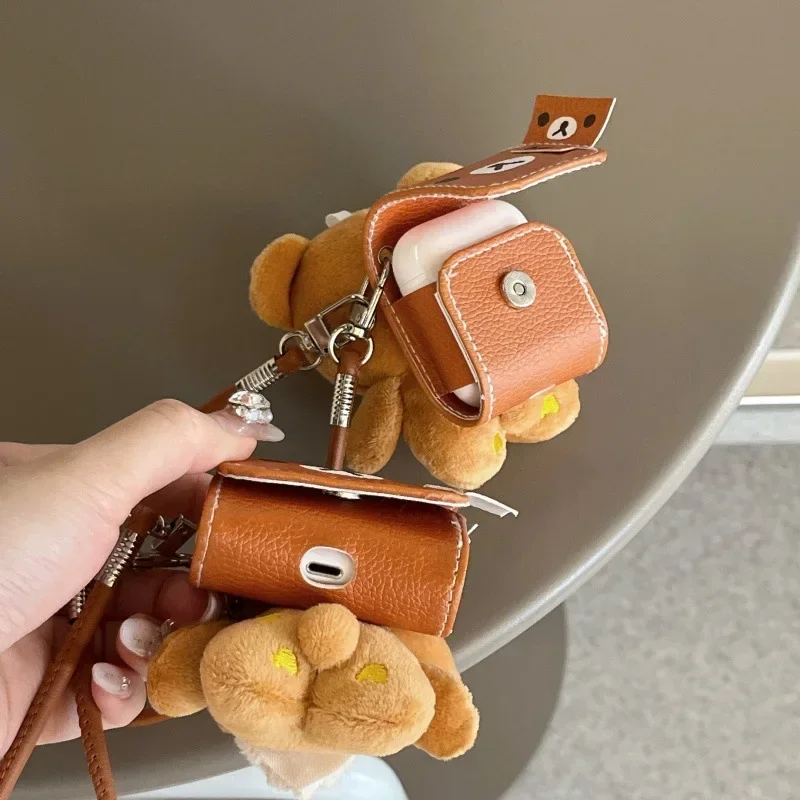 Bonito urso de pelúcia mochila caso para airpods 4 airpod 1 2 3 pro pro2 bluetooth fones caixa carregamento capa protetora