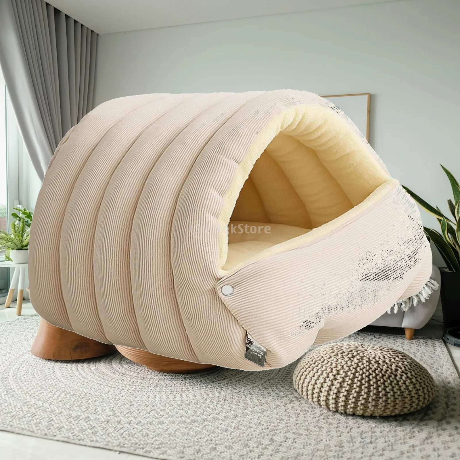 Winter Cave Kitten Puppy House PP Cotton Warm Soft Cave Bed Private Den for Home Cage and Porch Use