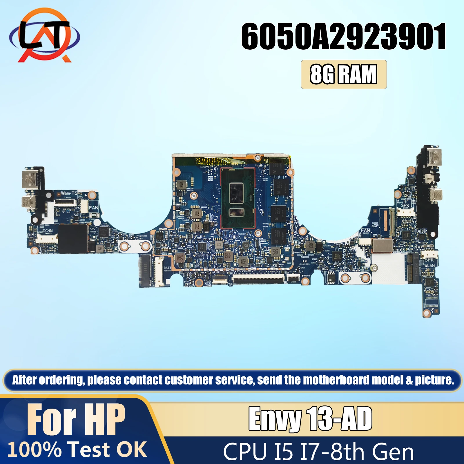 

6050A2923901 Mainboard For HP 13-AD TPN-I128 Laptop Motherboard 939647-601 939648-601 with I5-8250U I7-8550U CPU 8G RAM