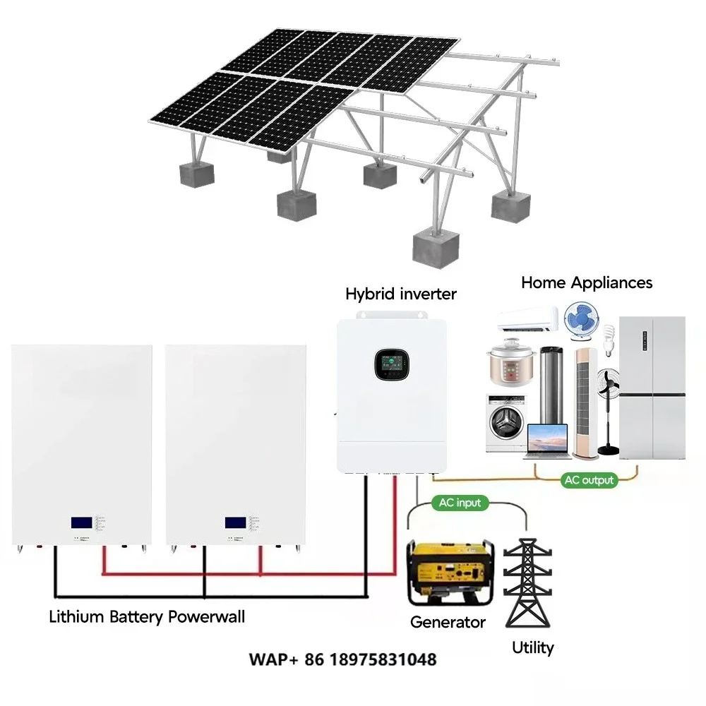 

2 kw 5kv 10kw Complete 15 kw Solar System with Storage Set Full Hybrid Solar Power Energy Grid Battery House Mounting System