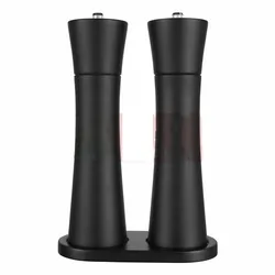 8‘’ Salt Pepper Grinder With Base Sets Solid Wood Spice Pepper Mill With Strong Adjustable Ceramic Grinder Carbon Steel Grinding