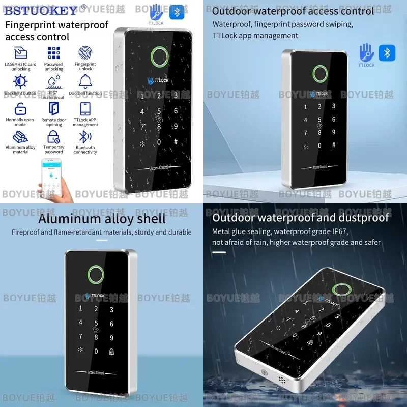 IP67 Waterproof Smart Door Lock Biometric Fingerprint Bluetooth Keypad Card Code TTLock App Electronic Access Control System
