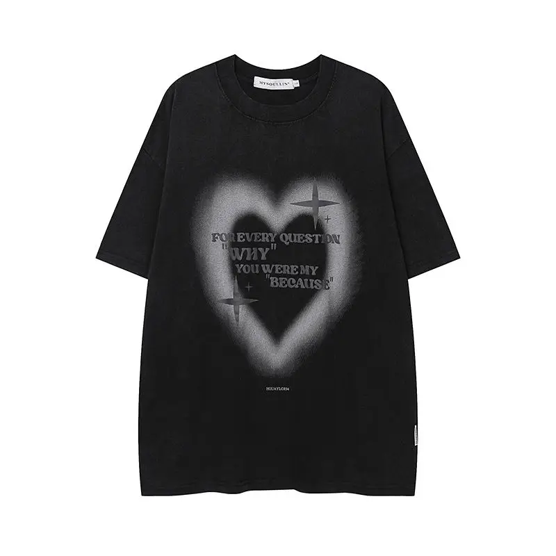 

Cotton Retro Gothic Printed Graphic T shirt Fashion Y2K Men and Women Street Hip Hop Harajuku Simple Short Sleeve Top