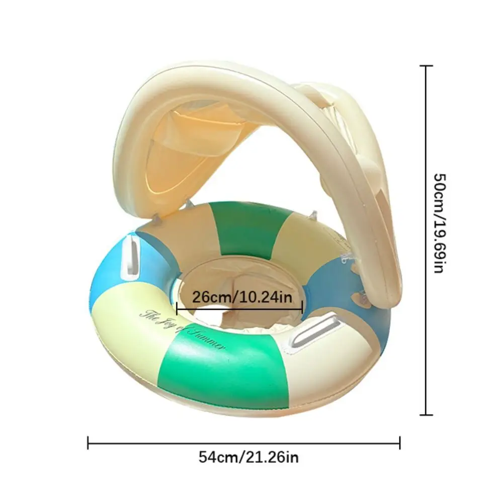 ห่วงยางว่ายน้ำ PVC แฟชั่น พร้อมหลังคาบังแดด ป้องกันแสงแดด ที่นั่งลอยน้ำ ลอยตัวได้ดี ห่วงยางเป่าลมสำหรับสระว่ายน้ำ