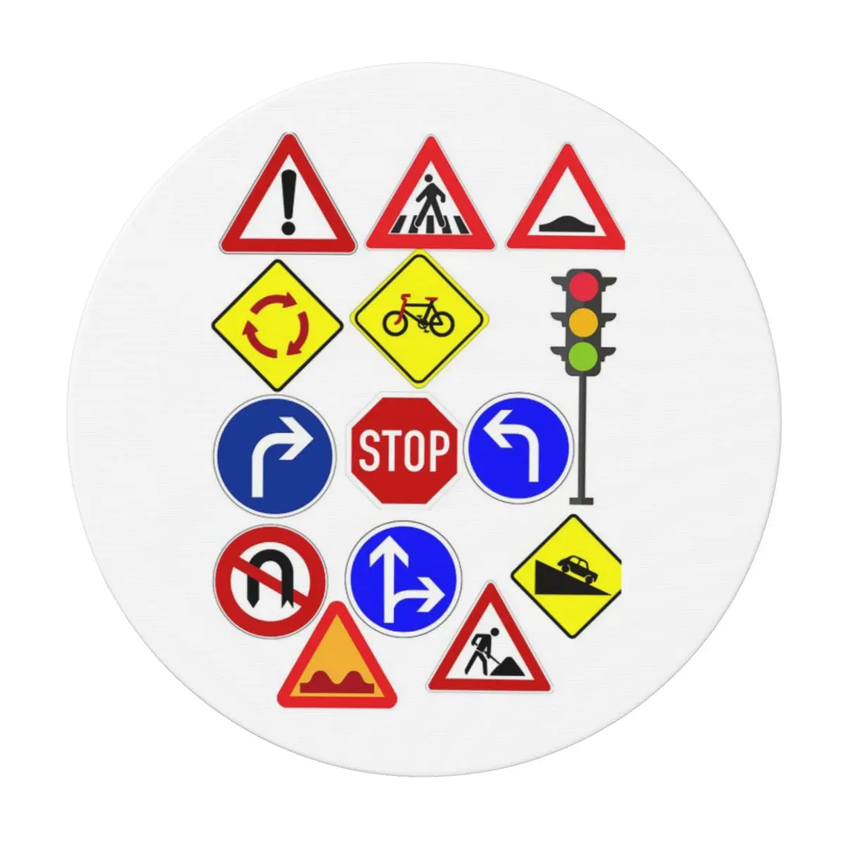 Traffic Signs 1 Waterproof Round Tablecloth Oilproof Table Cloth for Kitchen Events Dining Table Cover