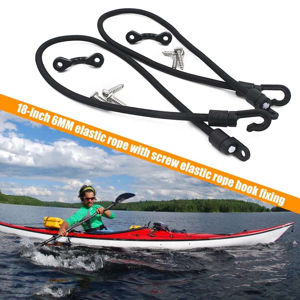 Boat Fishing Rod Tamer Holder Portable Elastic Rope Hook Fixing Buckle Set Adjustable Deck Mount Connector for Kayak Marine Boat