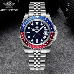 ADDIESDIVE Men’s Quartz Watches Stainless Steel GMT Movement Analog Wristwatch BGW9 Luminous 200m Waterproof Dive Sports Watches