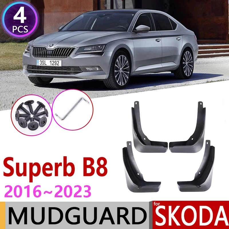 Front Rear Car Mudflaps for Skoda Superb B8 3 MK3 3V 2016~2023 Fender Mud Guard Flap Splash Flaps Mudguard Accessories 2017 2018