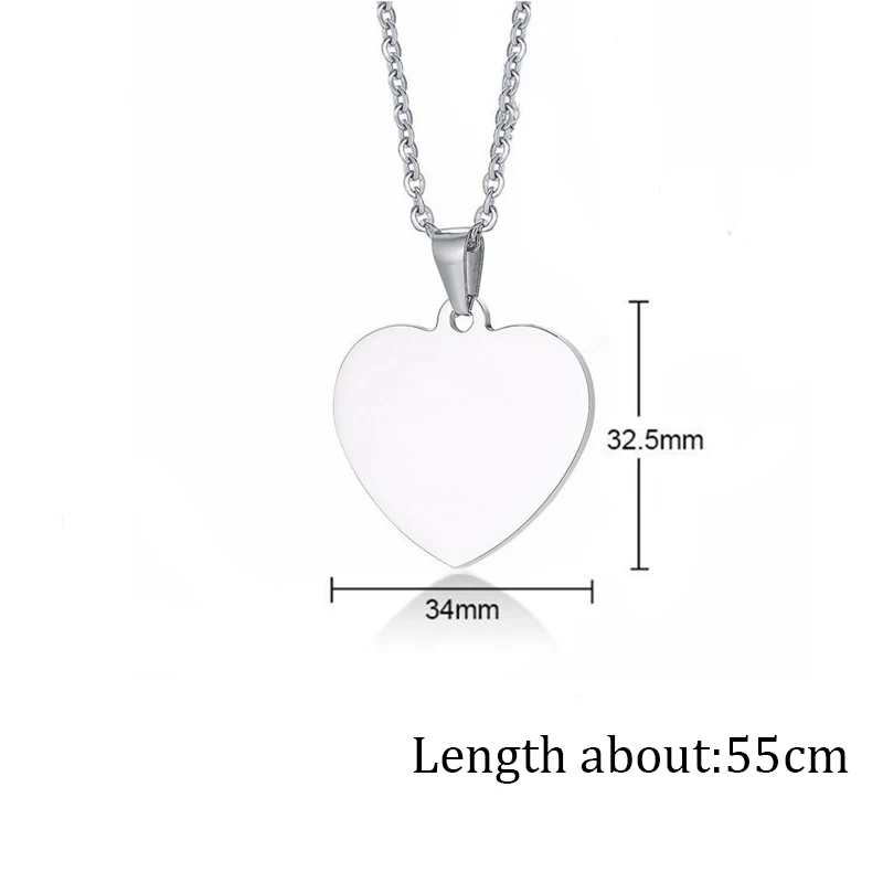 Personalized Stainless Steel Heart Pendant Custom Engrave Name Colorful Photo LogoNecklace Necklace for Couples Christmas Gift