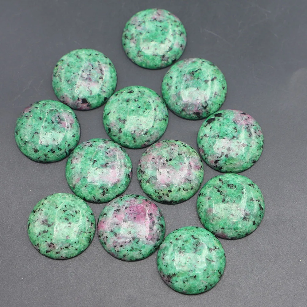 

Hot 25mm Natural Stone Round Cabochons Beads Epidote Fit Pendant Charm Ring Earring Women Men DIY Jewelry Making 12PCS Wholesale