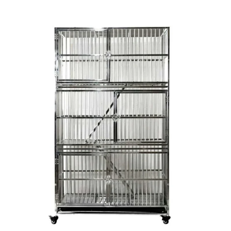 

High-grade 3 storey heavy duty stainless steel pet cat cage