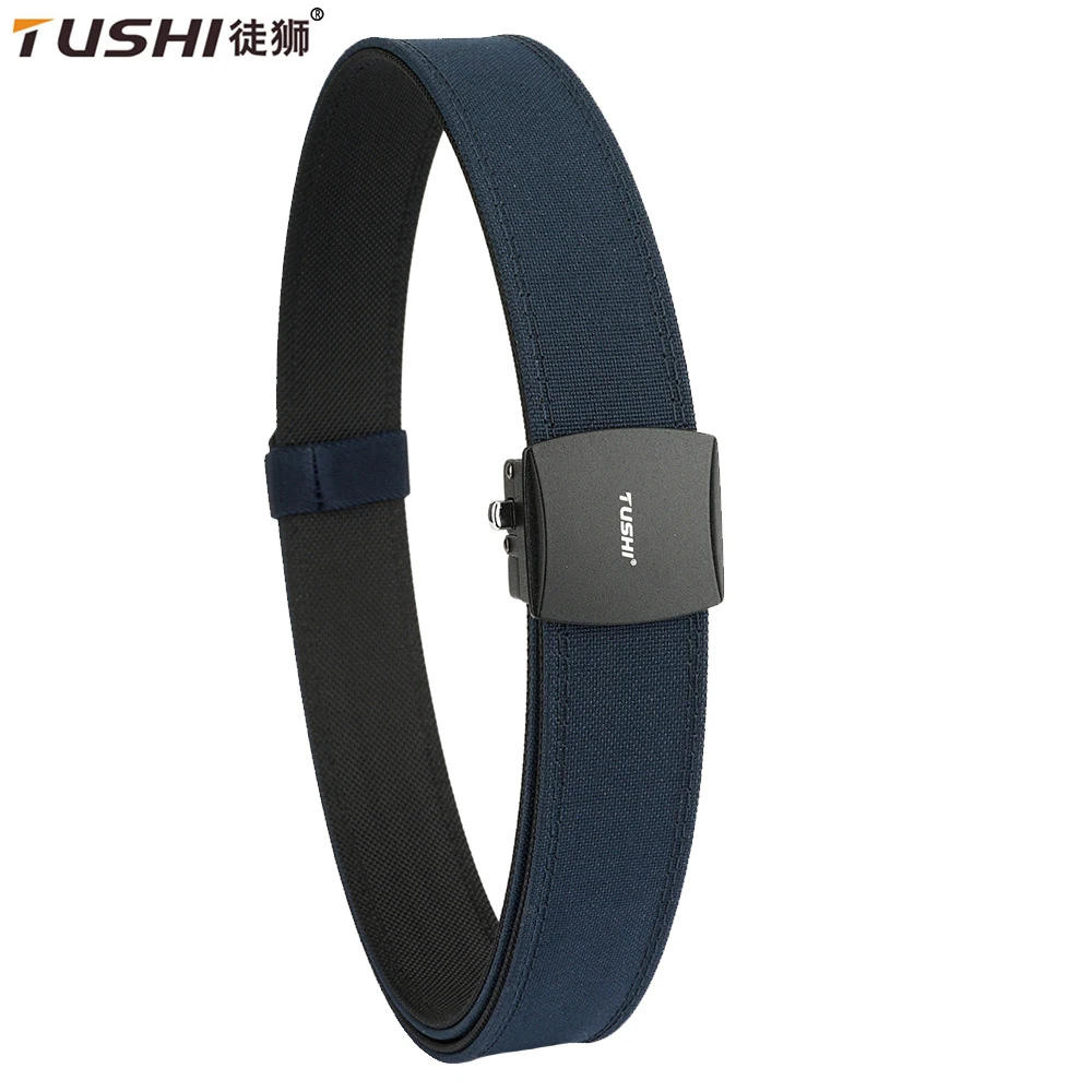

TUSHI прочный металлический жесткий тактический ремень с автоматической пряжкой, двухслойный утолщенный подвесной ремень для пистолета для мужчин, уличный пояс 3,8 см