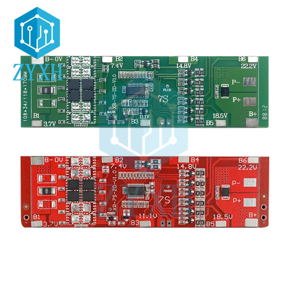 BMS 7S 24V 10A 15A 20A 30A Li-ion 18650 płytka ładowania baterii z funkcją korektora równowagi zabezpieczenie przed zwarciem