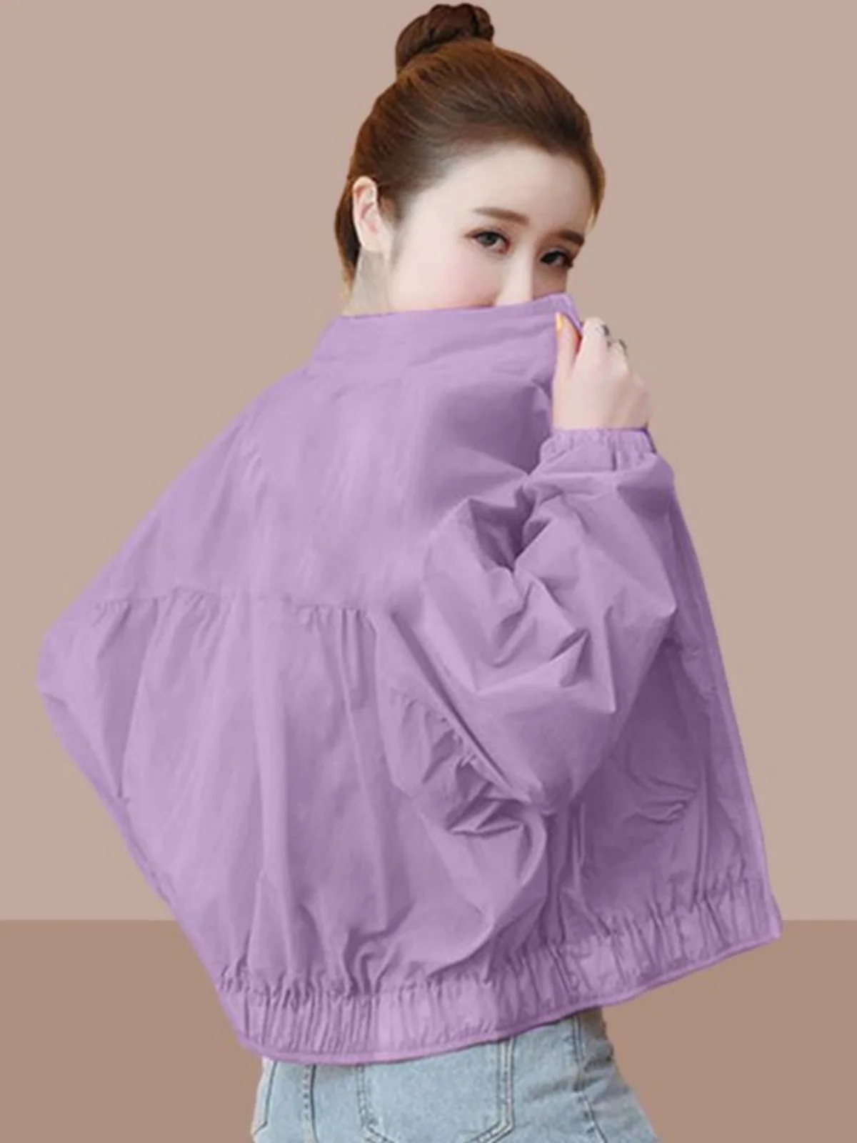 

Women's Summer Short Sleeve UV Protection Clothing Thin Large Size Short Style Versatile Cotton Blend Zipper Closure Commute ...