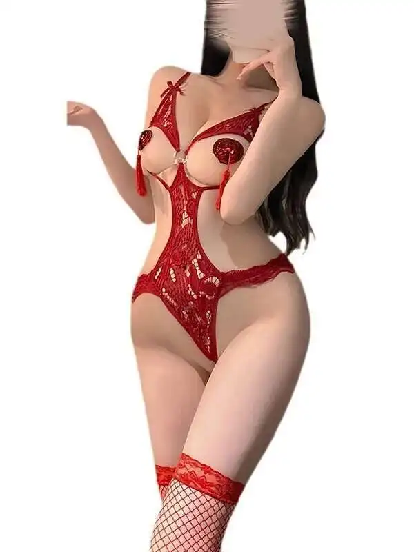 Black Crotchless Sexy Lingerie For Women Lace One Piece Underwear Open Bra Erotic Costumes Exotic Bodysuits Sexy Charming NS1Q