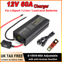 12V Battery Charger 60A 100A Car Charger Anti Reverse Adjustable Voltage Current Lifepo4 Lithium Ion Battery Pack Charger
