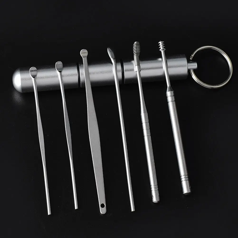 6Pcs Grade Stainless Steel Ear Wax Removal Tools Ear Cleaner Spoon Curette for Wax Safe Easy Clean Sterilize