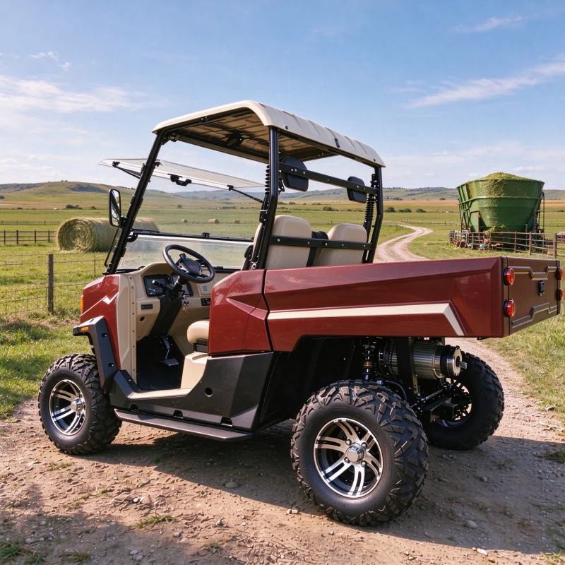 Electric 4×4 UTV, AT All-Terrain Tires, Trailer Towing, High Payload, Simple Cargo Handling, Perfect for Farm Feed Loading