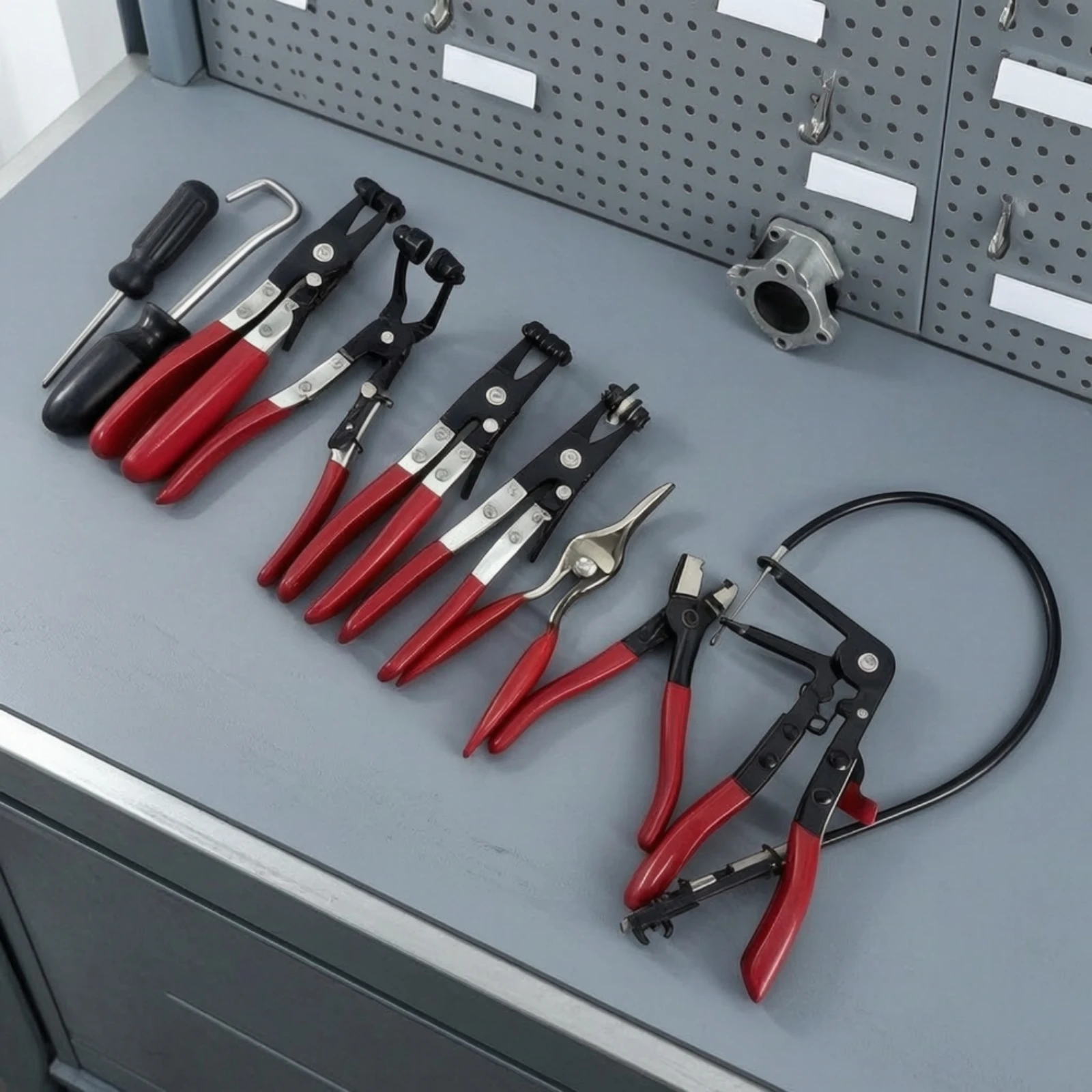 9 Pieces Hose Clamp Tool Set with Flexible Cable Ergonomic Hose Clamp Pliers Set Hand Tools Rubberized Handles Easy Grip