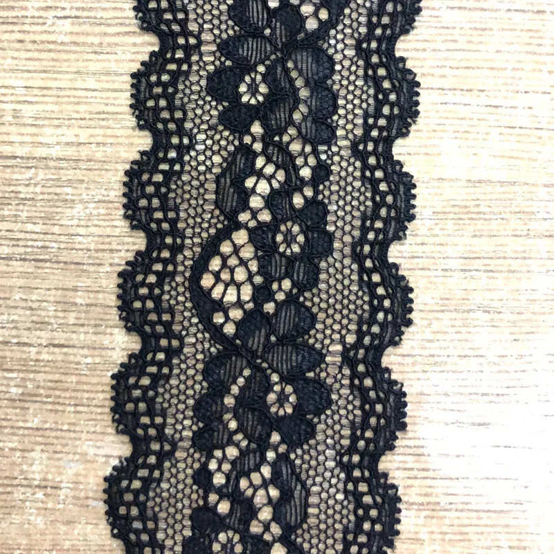 5.5cm Wedding Underwear Lace Accessories Lolita Skirt Dress Elastic Laces High Quality Sewing White Embroidery Ribbon Black Trim