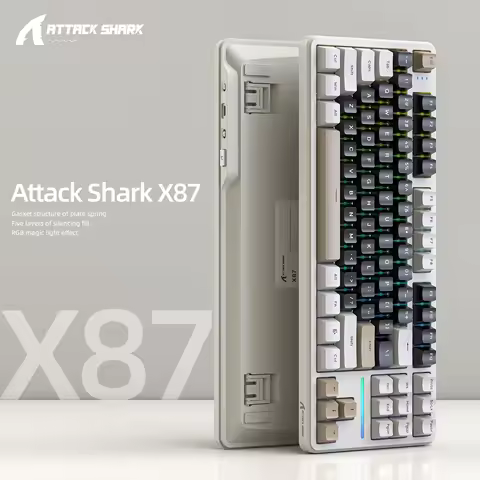 ATTACK SHARK X87 Banana Switch Wireless Mechanical Gaming Keyboard,Type-C RGB Gasket Hot Swappable Custom Keyboard, 87 keys