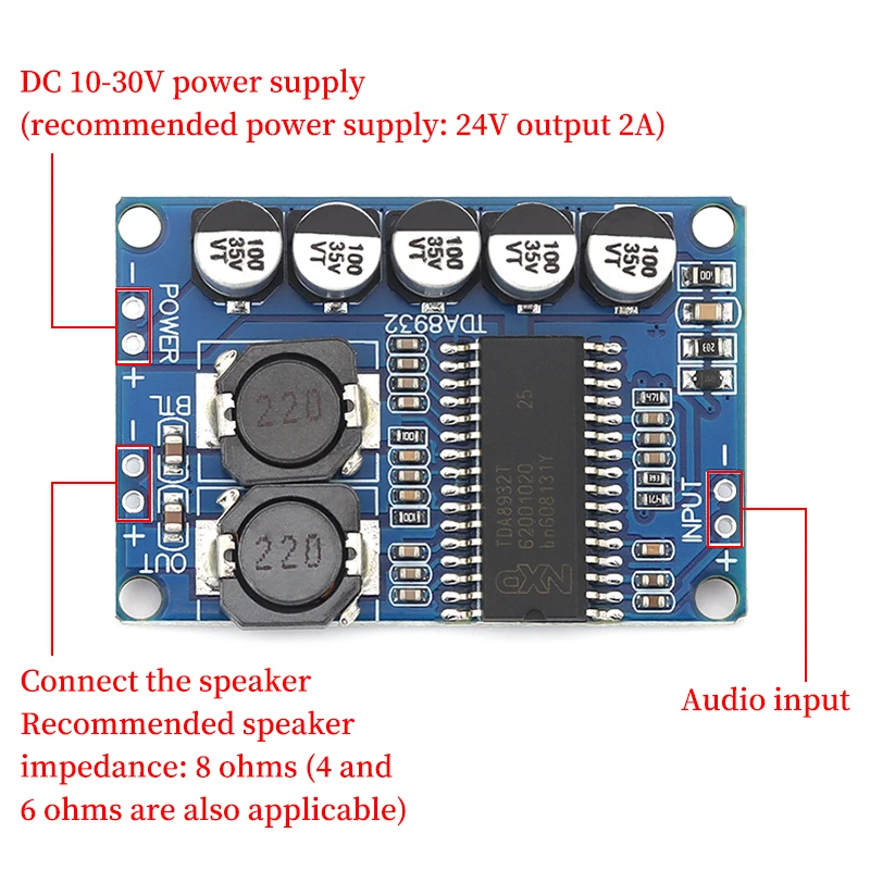 35W Single Channel TDA8932 Amplifier Board, Mono Digital Audio Power Amplifier Module