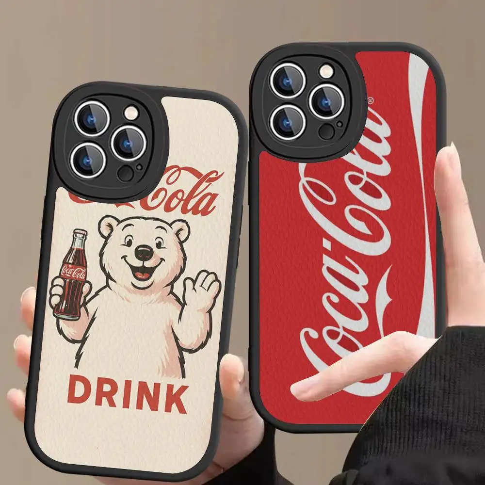 

Vintage Classic C-Coca C-cola Phone Case For IPhone 15 14 13 12 11 16 Pro Max Plus Leather Soft Cover
