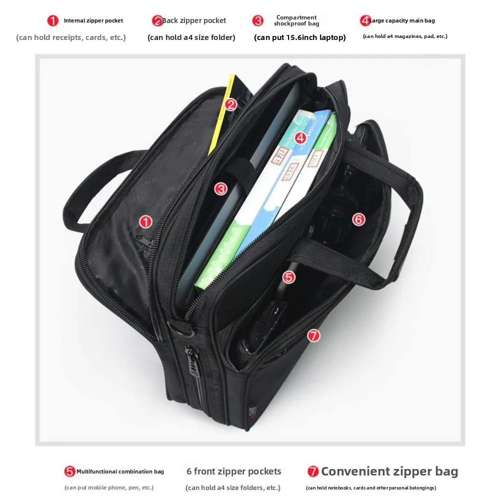 

15.6inch Men Business Laptop Bag Shoulder Strap Waterproof Portable Laptop Bags Solid Color with Handle Notebook Shoulder Bag