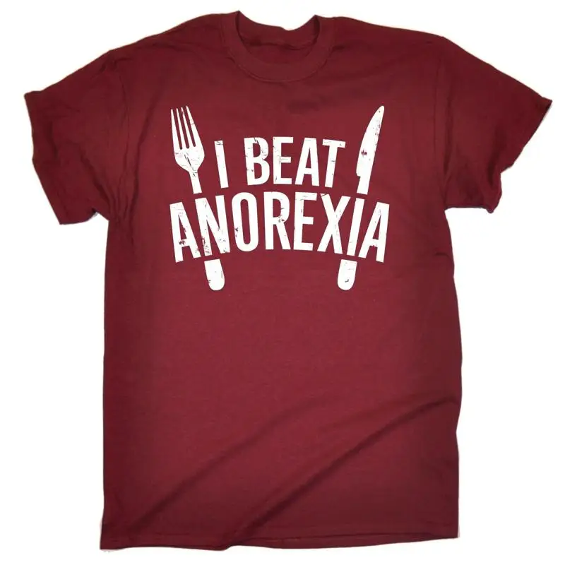 

I Beat Anorexia T Shirt Skinny Diet Food Fat Present Birthday Funny