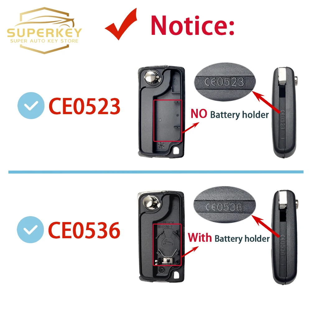 SUPERKEY para Citroen C2 C3 C4 C5 Berlingo para Peugeot 207 307 308 407 607 funda de llave de coche remota modificada Flip HU83 VA2 Blade