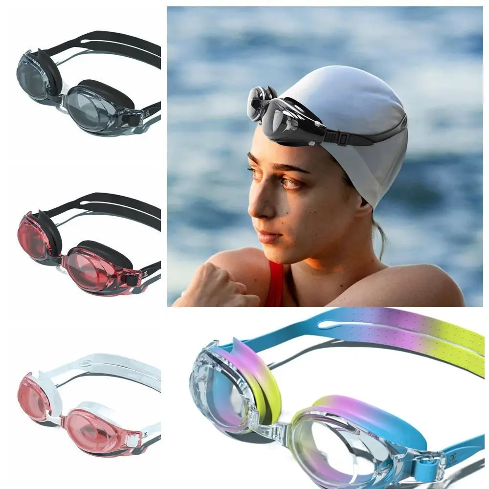 

Anti-fog Swim Goggles 0~-9.0 Silicone Mirror Frame Nearsighted Swim Eyewear with Elastic Bungee Strap No Leakage