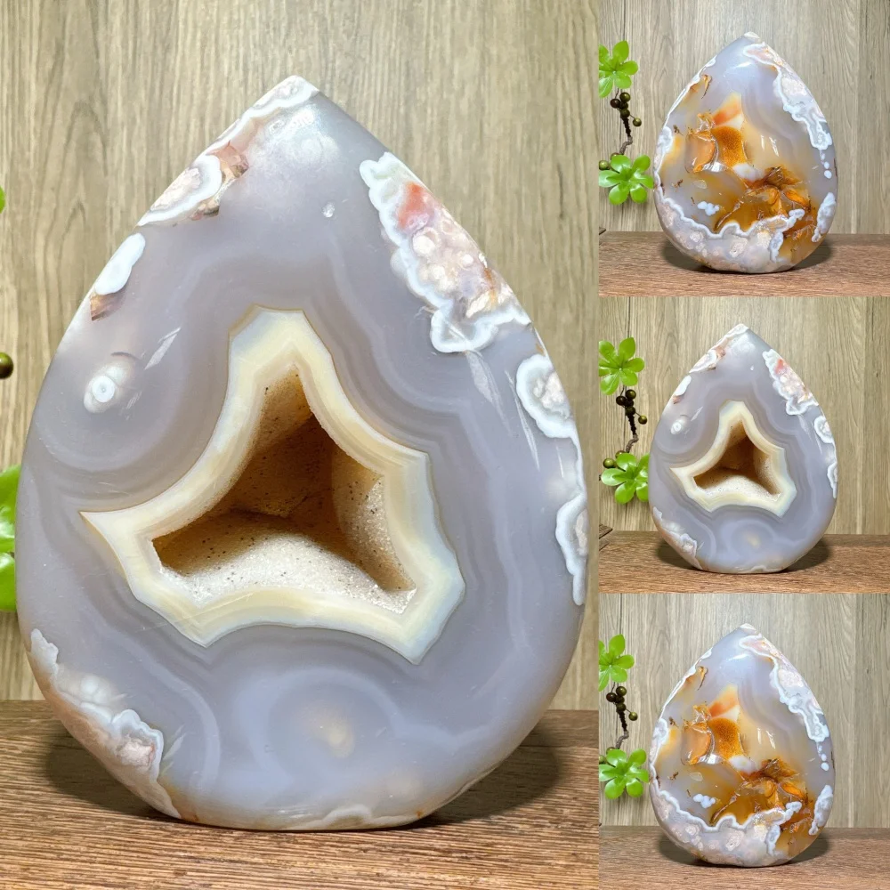 

1PC Unique Blue Agate Druzy Geode Stone Free Form Flower Agate Raw Stone FreeForm Healing Crystal Reiki Home Decor Ornament Gift