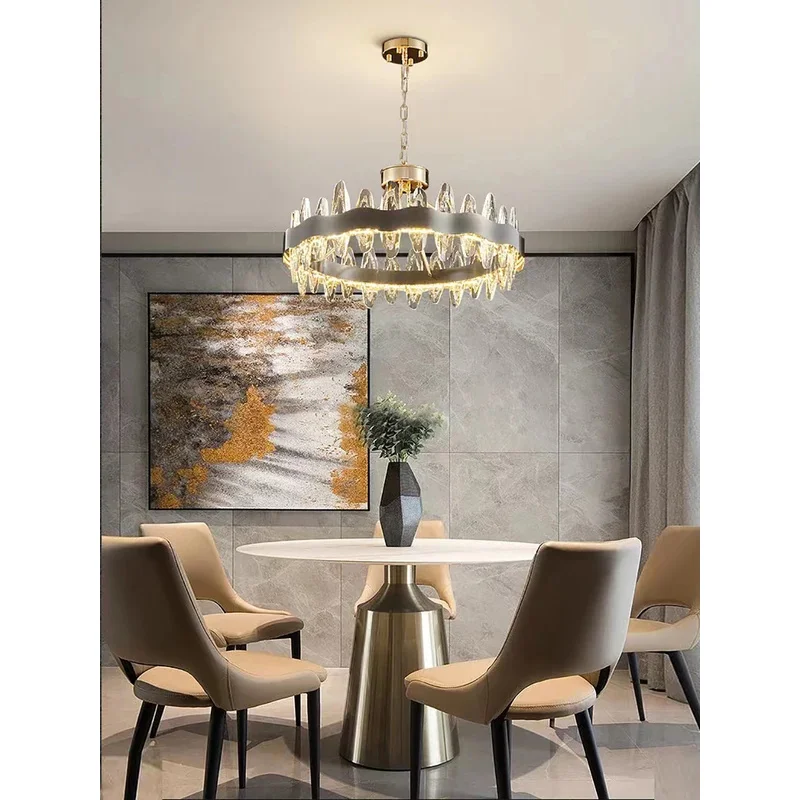 الثريا ما بعد الحداثة مصابيح LED مستديرة فاخرة الذهب/الأسود بريق كريستال جو مصباح السقف تركيبات إضاءة المنزل لغرفة المعيشة