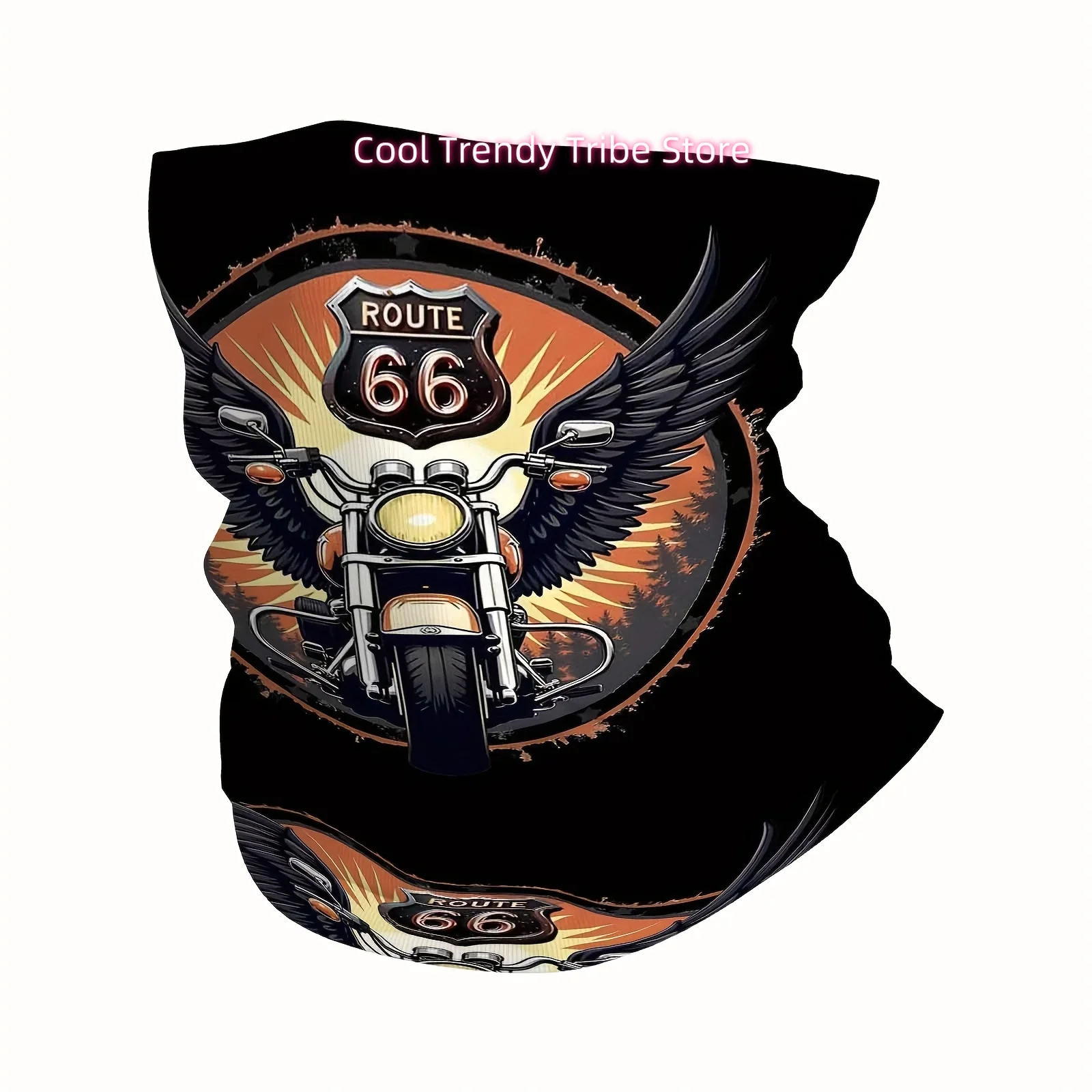 Route 66, Motorcycle Print Scarf, Multi Functional Mask and Neck Mask, Suitable for Outdoor and Unisex Headscarves, Family Gathe