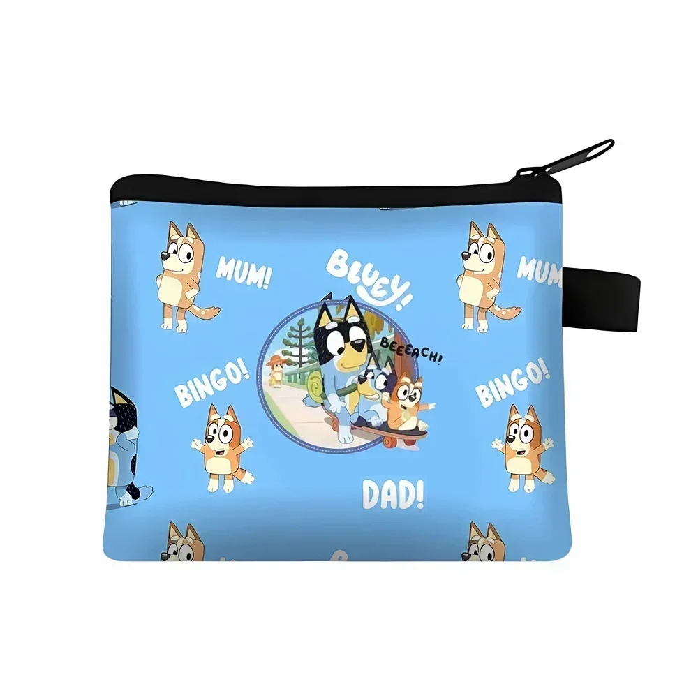 New Bluey Kids Cartoon Coin Purse Anime Cartoon Bluey Bingo Printed Coin Key Storage Bag Wallet Portable Card Holder Gifts