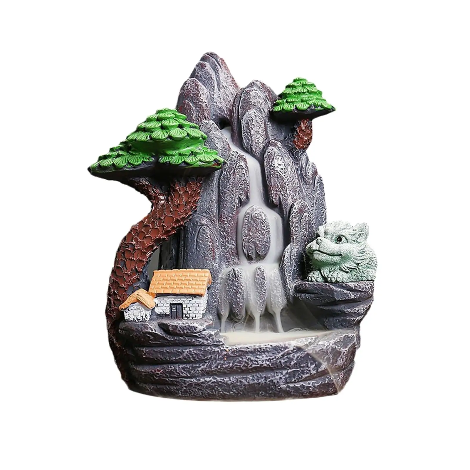 Mountain Backflow Incense Burner Incense Cone Holder Aroma Ornament Figurine for Indoor Home Decor Housewarming Gift