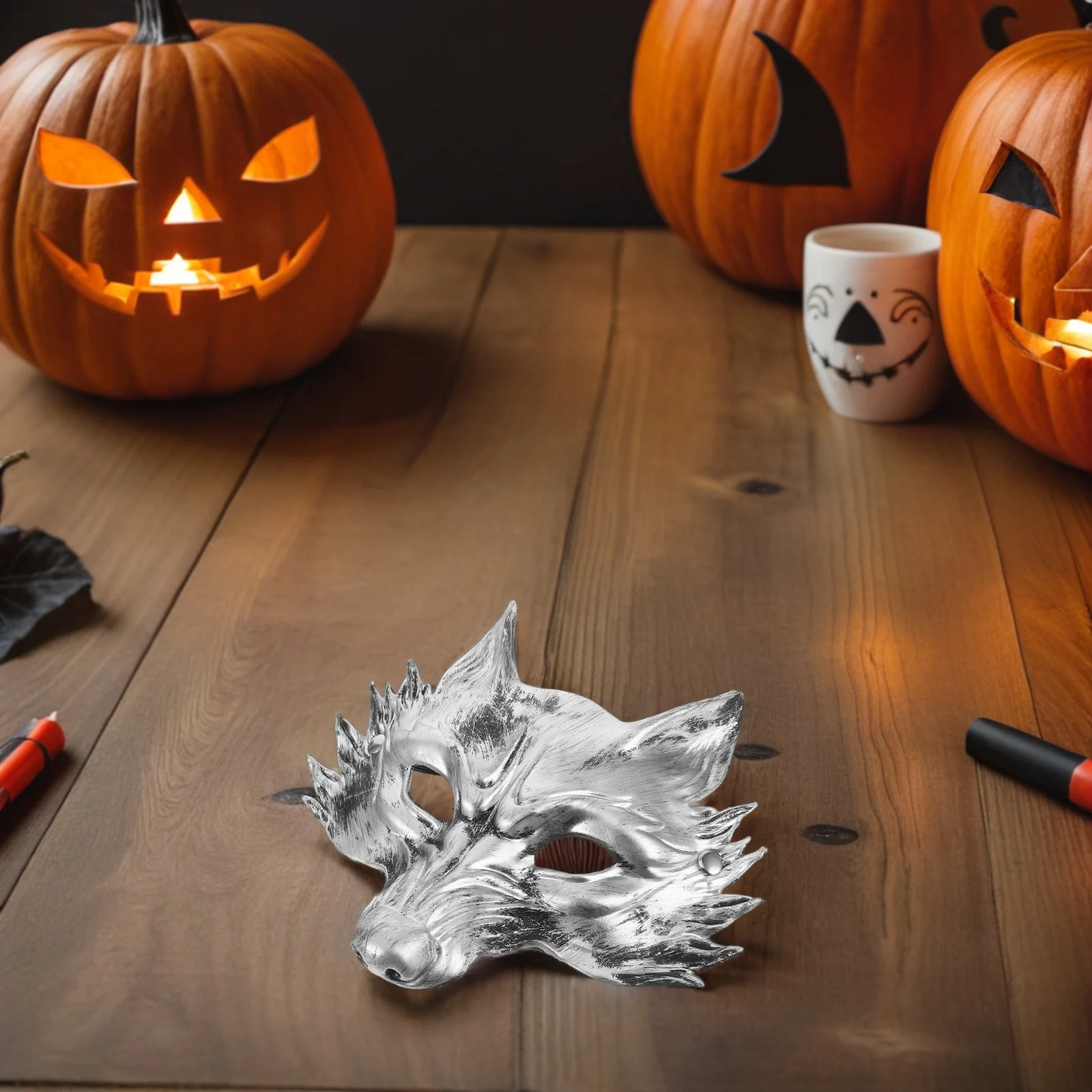 Máscara de zorro realista, accesorio de disfraz de media cara para Halloween, fiesta de disfraces, disfraz de Carnaval, accesorio de zorro realista